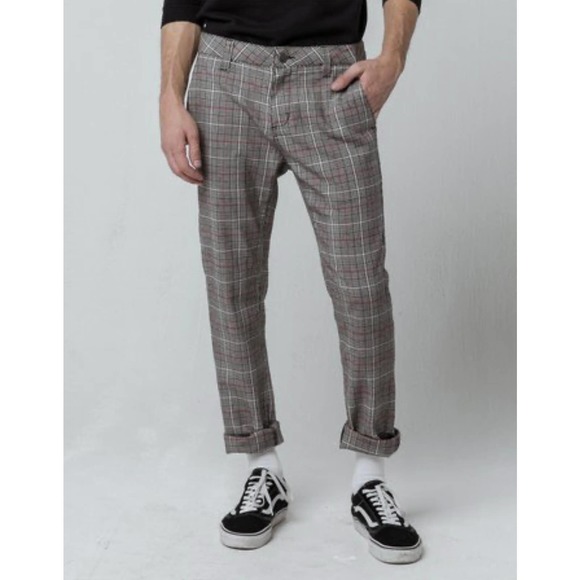 RSQ | Men | Charcoal Plaid Loose Fit Straight Leg Chino Pants | Size 29x30 - Picture 13 of 13